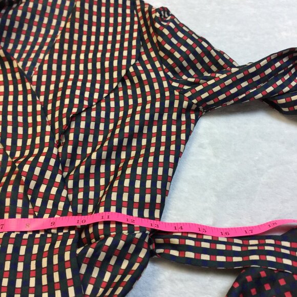 Claudette Italy Maxi Wrap Dress IT44 US8 UK12 Womans Red Blue Plaid Feminine Vtg - Picture 14 of 16